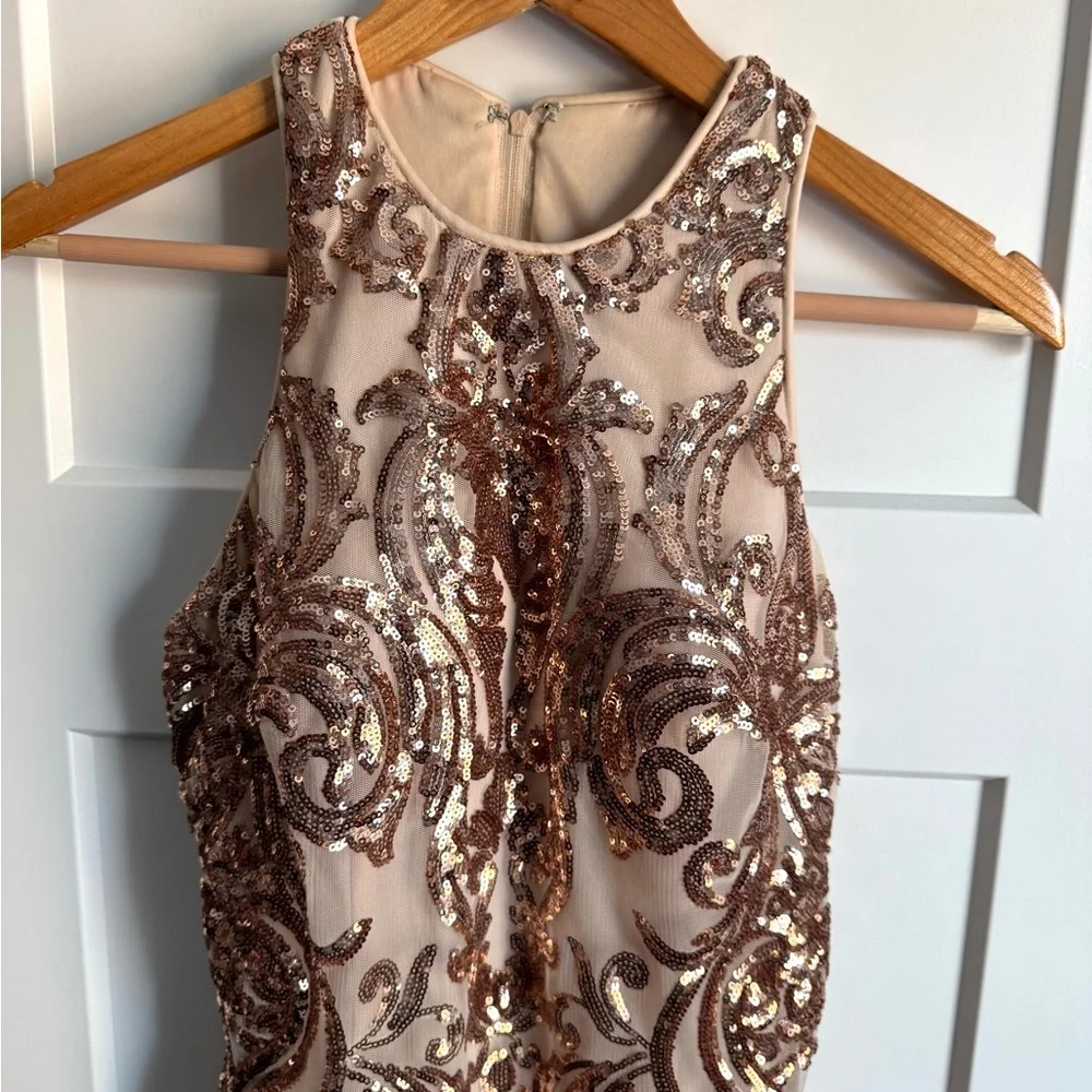 BLACK by BLUSH Short Prom Dress Gold Sequins 8 - Picture 9 of 11